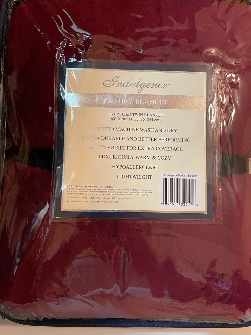 Berkshire Blanket Indulgence Luxury Blanket Oversized Twin 60×96 Burgundy